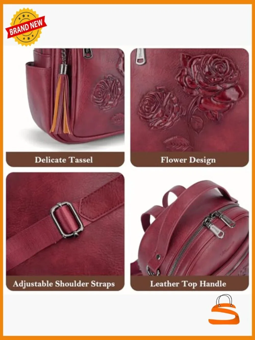 Mini Embossed Vegan Leather Backpack Purse Fashion Daypack Shoulder Handbag